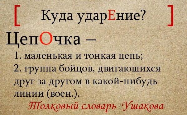 Ударение в слове "цепочка"