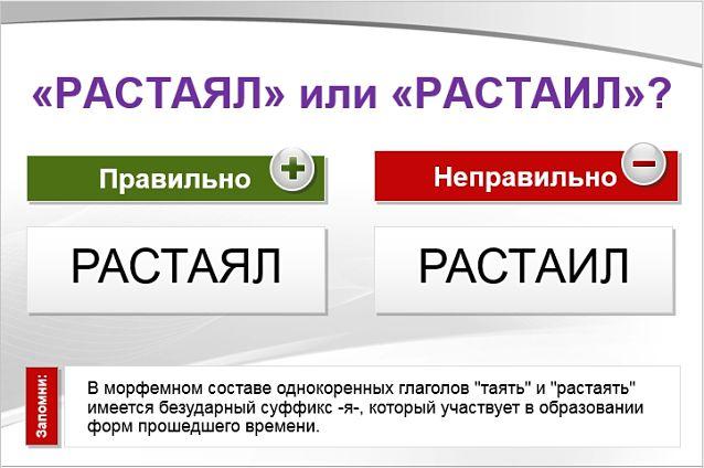 Растаял как пишется