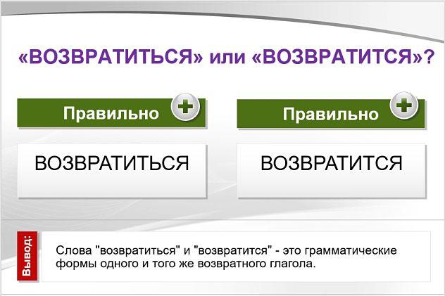 Возвратиться или возвратится